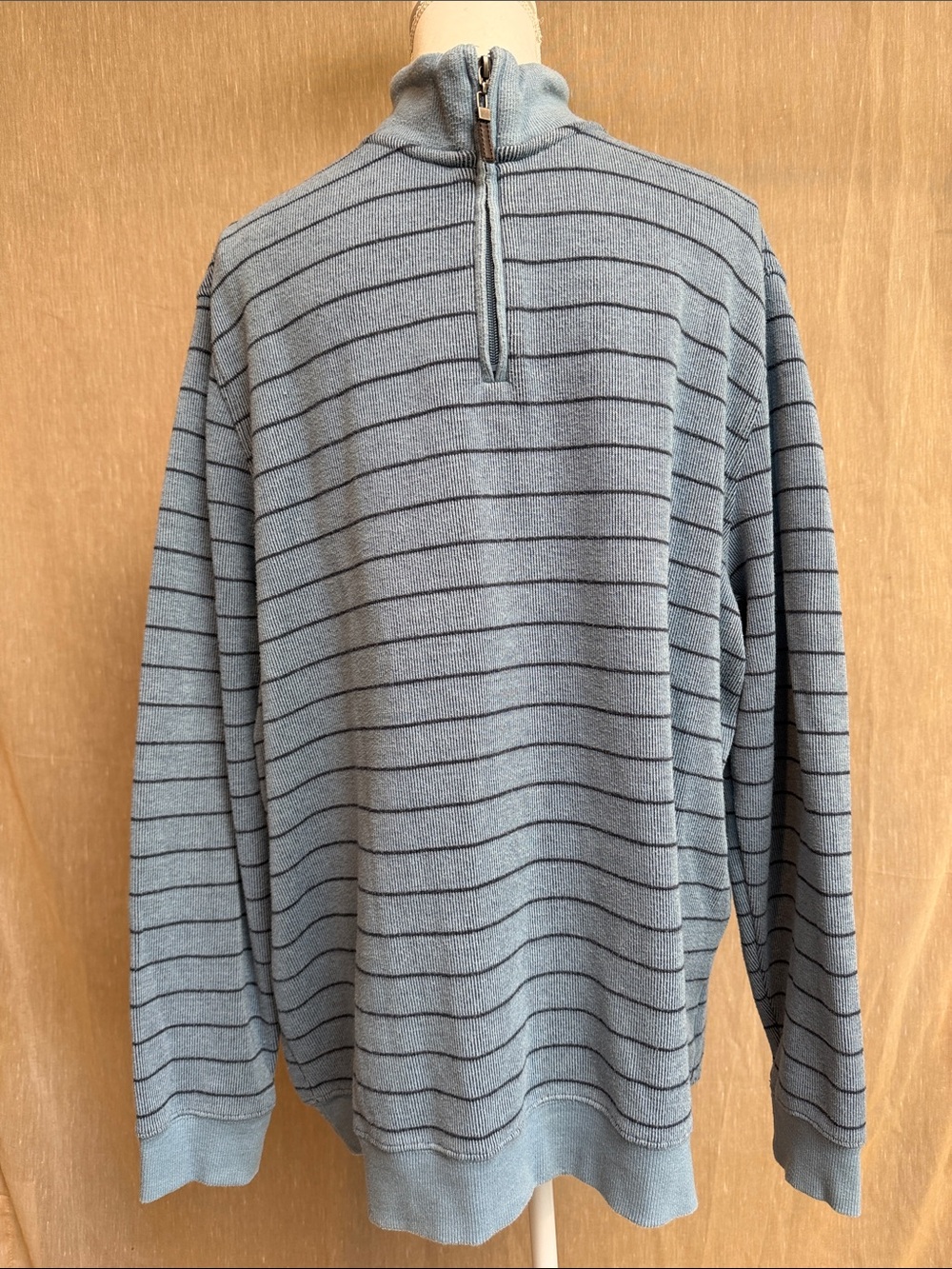Tasso Elba Light Blue and Navy Striped Half-Zip Sweater